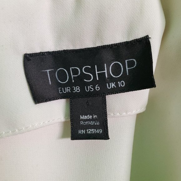 TopShop Tuxedo Romper Wrap Sleeveless Dress Skort Dress Ivory Crepe Satin Sz 6 - Picture 12 of 12